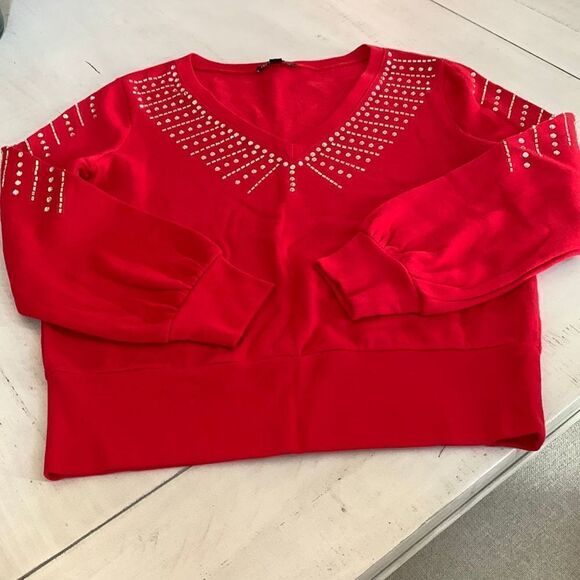 Rhinestone Red Sweatshirt NWT - Picture 1 of 5